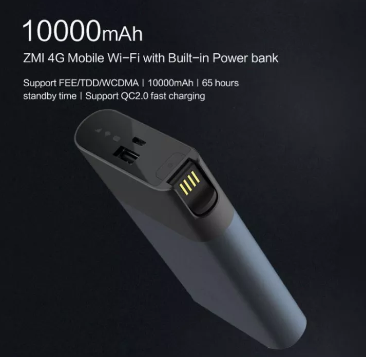 XIAOMI ZMI MF885 4G LTE WiFi Router Mobile Hotspot 10000mAh Battery Power Bank